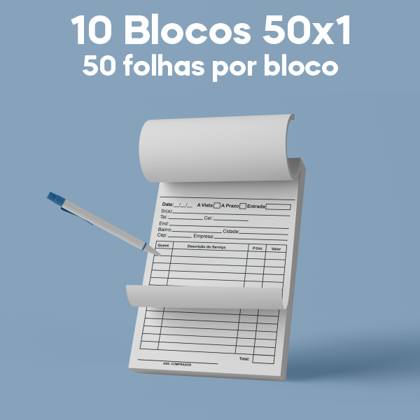 01 -  QTDE: 10UNID. / BLOCOS E TALOES/50 FOLHAS/AP 75G/50X1/150X105MM