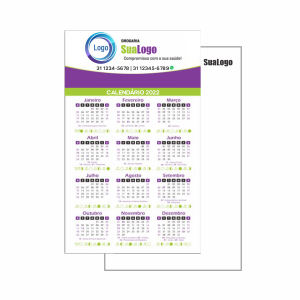 1.000 UNI. CALENDARIO  / FOLHINHAS CALENDARIO / BASE PADRAO / MINI COMERCIAL DUPLEX 300G / 4X1 Duplex 300gr Tam. final: 9x15 4x1 Sem verniz Corte Reto Qtde: 1.000Unid.