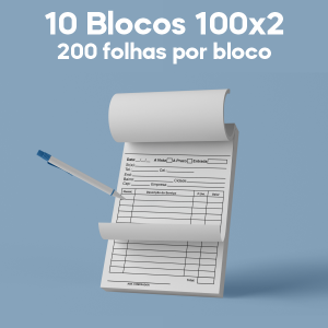 01 -  QTDE: 10UNID. / BLOCOS E TALOES/100 FOLHAS/AP 75G/100X2/150X210MM Apergaminhado 75g Tam. da arte: 150x210 - Tam. final: 147x207 1x0 10bl - 2x100fls, 2 via azul, Blocar bloco 100 unid Corte Reto Qtde: 10Unid. blocos 100x2 via