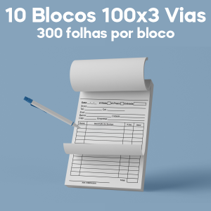 01 -  QTDE: 10UNID. / BLOCOS E TALOES/100 FOLHAS/AP 75G/100X3/150X105MM Apergaminhado 75g Tam. da arte: 150x105 - Tam. final: 147x102 1x0 10bl - 3x100fls, 3 via azul, Blocar bloco 100 unid Corte Reto Qtde: 10Unid. blocos 100x3 via