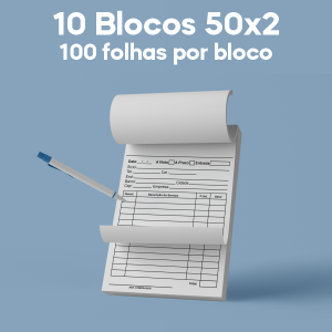 01 -  QTDE: 10UNID. / BLOCOS E TALOES/50 FOLHAS/AUTOCOPIATIVO 56G/50X2/150X105MM Autocopiativo 56g Tam. da arte: 150x105 - Tam. final: 147x102 1x0 10bl - 2x50fls, Blocar bloco 10 unid Corte Reto Qtde: 10Unid. blocos 50x2 via