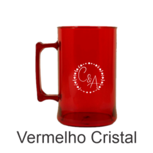 02 - Qtde: 50 Unid. CANECA DE CHOPP 430ml / IMPRESSÃO 4 CORES / TRANSPARENTE / VERMELHO  430ml Tam 124x75 4x0 Sem verniz  BRINDE