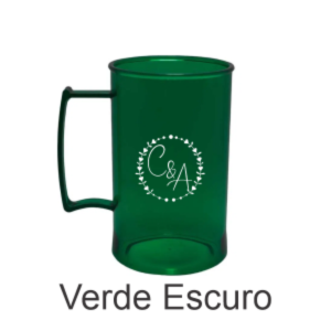 03 - Qtde: 50 Unid. CANECA DE CHOPP 4300ml / IMPRESSÃO 4 CORES / TRANSPARENTE / VERDE ESCURO  430ml Tam 124x75 4x0 Sem verniz  BRINDE