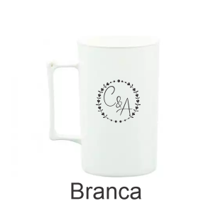 04 - Qtde: 400 Unid. CANECA DE CHOPP 300ml / IMPRESSÃO 4 CORES / LEITOSO / BRANCO  Tam. 108x65 4x0 Sem verniz  BRINDE