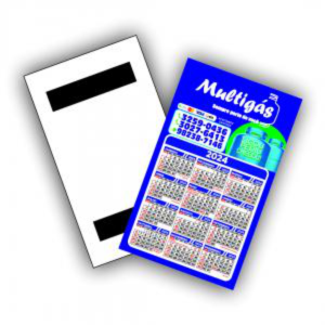 9 UNI. CALENDARIO / COM IMÃ / COUCHE 300GR Couchê 300g Tam. final: 87x158MM 4x0 Sem verniz Corte Reto 